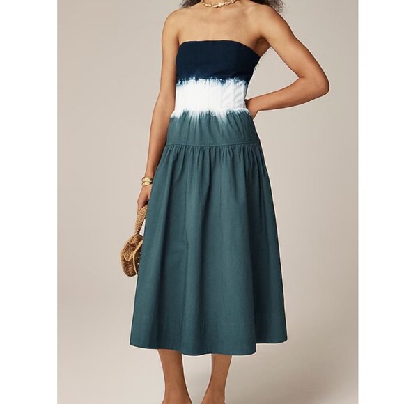 J. Crew Strapless drop-waist dress in dip-dye Size 8 - Picture 4 of 10